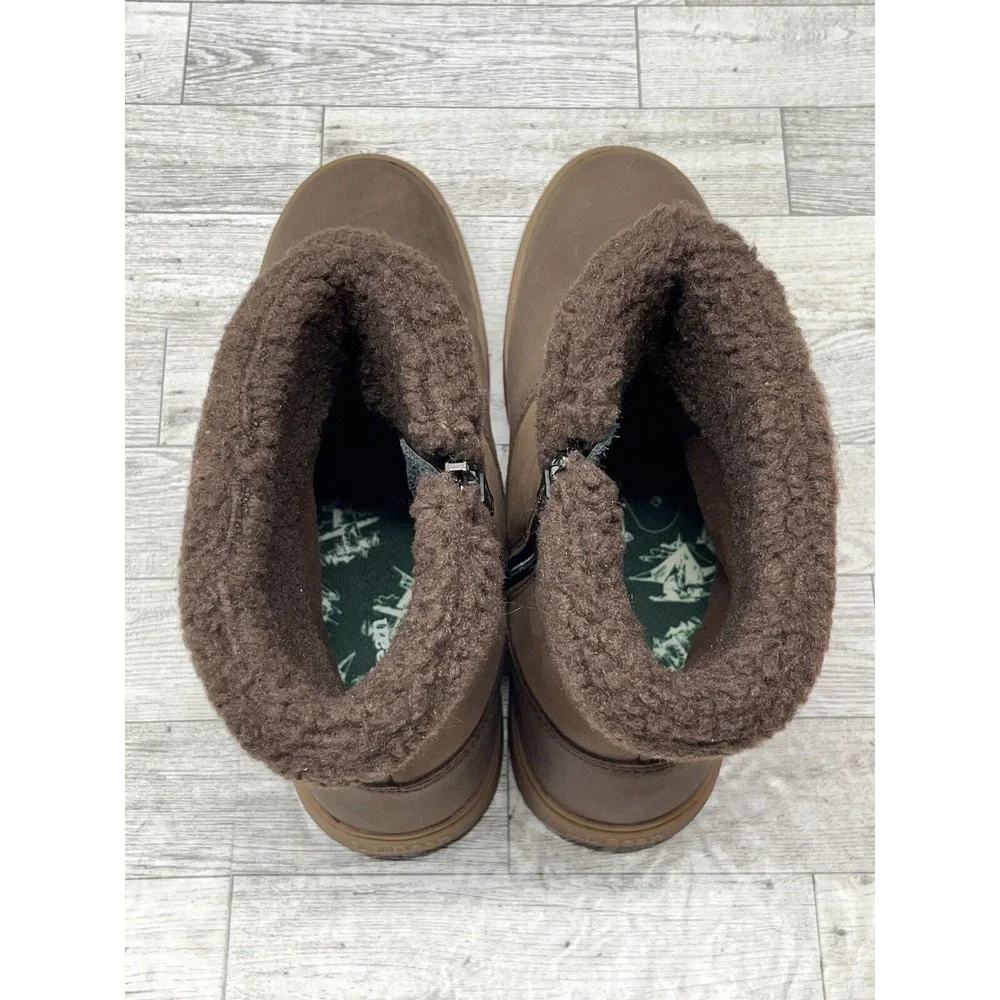 LL Bean 7.5 M Women's Mountainside Boots Mid‎ Fleece-Lined Brown Side Zip